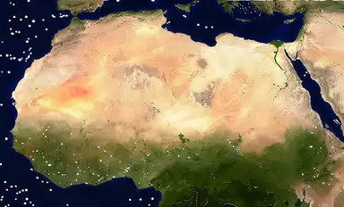 Imagem de satélite do Saara pelo NASA World Wind